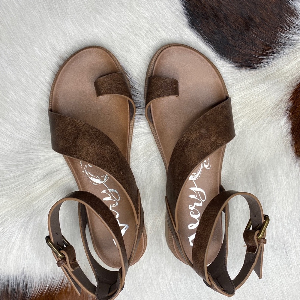 Tan (Brown) Steffy Strappy Sandals by Very G Shoes - Picture 4 of 7